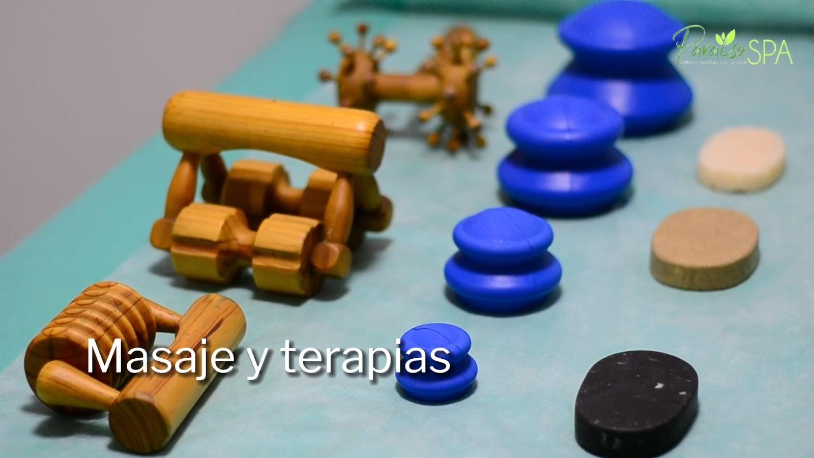 Herramientas de madera y ventosas para masajes y terapias